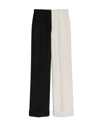 Gucci Two-tone Wool Trousers In Black