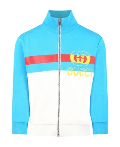 Gucci Two-tone Zipped Sweatshirt In White