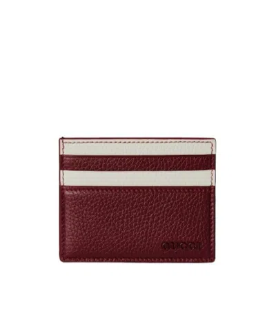 Gucci Two-color Card Holder In  Ankara Red And Ivory White