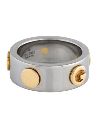 Pre-owned Gucci Two-tone G Band Ring In Multi