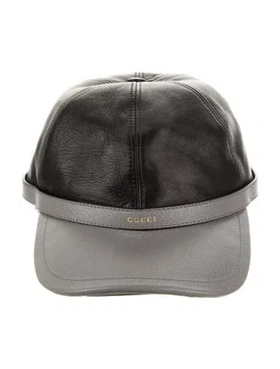 Pre-owned Gucci Two-tone Leather Baseball Hat In Black