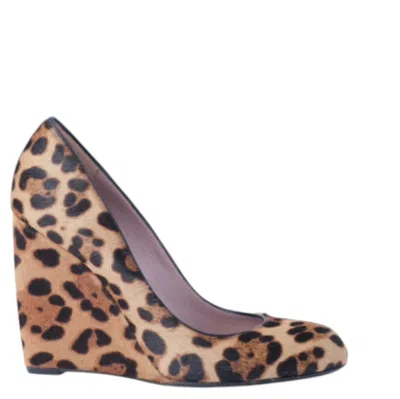 Pre-owned Gucci Two-tone Leopard Print Pony Hair Wedge Pumps - '00s In Brown