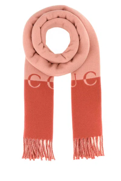 Gucci Two-tone Wool Blend Scarf In Orange