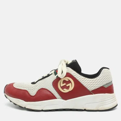 Pre-owned Gucci Typhoon Size 43 Red Leather And Mesh Low Top Sneakers