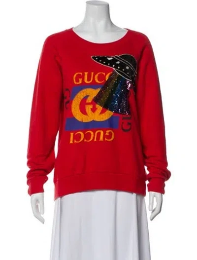 Pre-owned Gucci Ufo Graphic Print Sweatshirt In Red