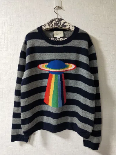 Pre-owned Gucci Ufo 'loved' Knit Sweater In Grey