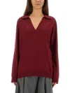 Gucci Women Ultrafine Wool Polo Shirt In Burgundy