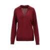 Gucci Ultrafine Wool Polo Sweater In Burgundy