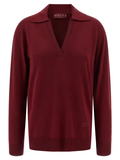 GUCCI ULTRAFINE WOOL SHIRT POLO BORDEAUX