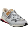 Gucci Ultrapace Glitter Leather & Mesh Sneaker In Silver