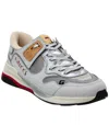 Gucci Ultrapace Glitter Leather & Mesh Sneaker In Silver