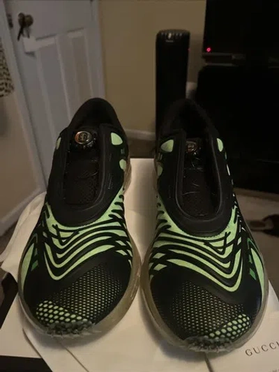 Pre-owned Gucci Ultrapace R Sneakers In Black And Green 12.5 Us 12 620337 2et10 8761