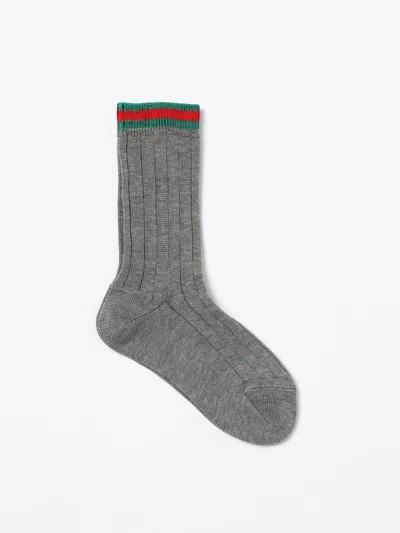 Gucci Cotton Socks W/web In Gray