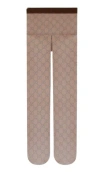 Gucci Brown Nylon Tights With Gg Print Women In Multi