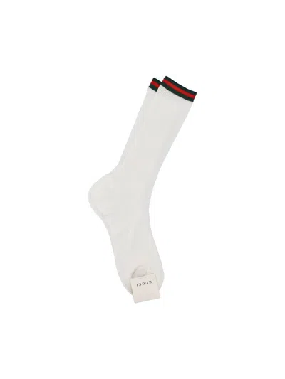 Gucci Cotton Blend Socks With Web In White