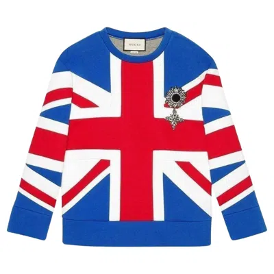 Pre-owned Gucci Union Jack Jersey Sweatshirt Xs In Blue