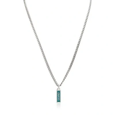 Pre-owned Gucci Unisex 925-sterling Sterling Silver Green Necklace