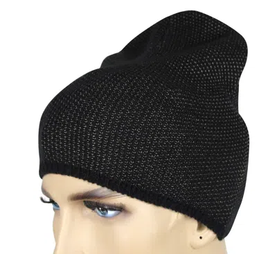 Gucci Unisex Black / Beige Wool Cashmere Cotton Small Knit Beanie Hat With Logo In Multi