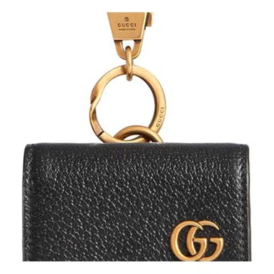 Gucci Unisex Gg Marmont Logo Leather Airpods Protective Case Black