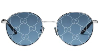 Pre-owned Gucci Unisex Gg0944sa Silver Frame / Blue Silver Logo Sunglasses