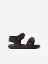 Gucci Toddler Leather Sandal With Web In Black