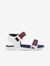 GUCCI UNISEX LEATHER SANDALS WITH WEB EU 33 WHITE