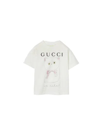 Gucci Unisex Mini Cotton T-shirt For Little Ones In Blue