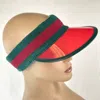 Gucci Unisex Red Vinyl Visor Hat W/green Red Banded Headband (57 Cm / S) In Red