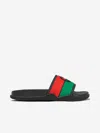 Gucci Black Web Logo Sliders In Black