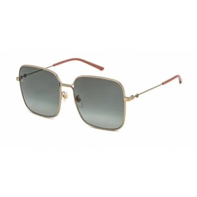Pre-owned Gucci Unisex Sunglasses Gold Square Metal Full Rim Frame Grey Lens Gg0443s 001 In Grey Gradient