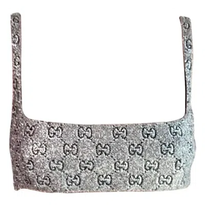 Pre-owned Gucci Unworn Crystal Embellished Silver Tube Bra Bralette Crop Top