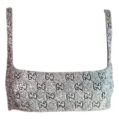 Pre-owned Gucci Unworn Crystal Embellished Silver Tube Bra Bralette Crop Top