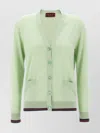 Gucci V-neck Cardigan Front Pockets In Green
