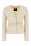 Gucci Belted Wool-blend Bouclé-tweed Jacket In Ivory