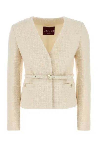GUCCI V-NECK DAMIER BOUCLÉ JACKET
