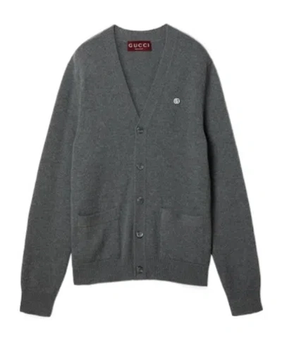 Gucci V-neck Knitted Cardigan In Black