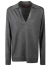 Gucci Polo Knit Wool Sweater In Grey/white