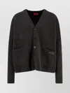 Gucci V-neck Long Sleeve Cardigan Front Pockets In Black