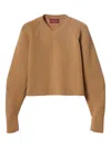 Gucci V-neck Ribbed-knit Sweater In Brown