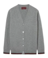 Gucci Wool And Cashmere Cardigan With Web In Gray
