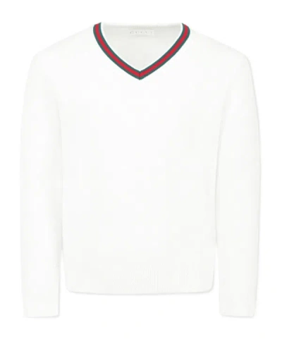 Gucci V-neck Sweater In White