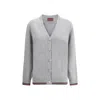 Gucci Wool And Cashmere Cardigan With Web Detail In Gray