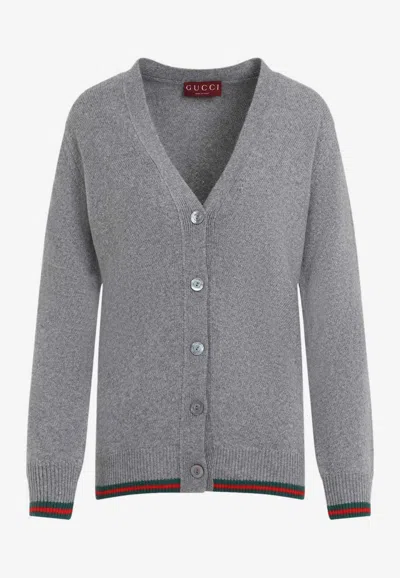 GUCCI V-NECK WOOL AND CASHMERE CARDIGAN