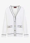 Gucci Incrocio Gg Ribbed-knit Cardigan In White
