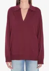 Gucci Ultrafine Wool Polo Shirt In Burgundy