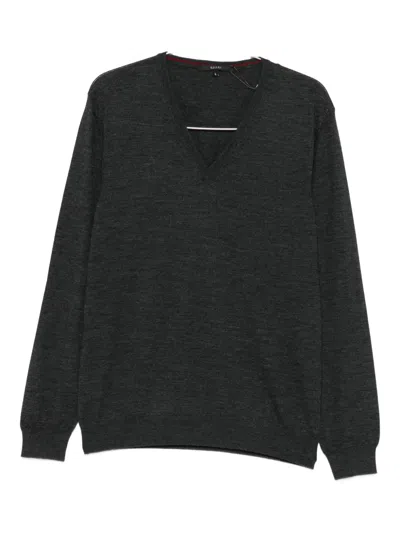 Gucci V-neck Wool Sweater In Black