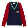 Gucci V-neck Wool Sweater With Lyre 'blue'