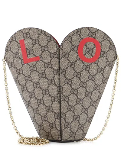 Gucci Valentine's Day Chain Heart Bag Printed Gg Coated Canvas Small (authentic Pre-loved) In Multi