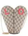 Gucci Valentine's Day Chain Heart Bag Printed Gg Coated Canvas Small (authentic Pre-loved) In Gray