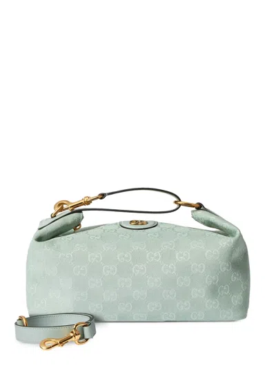 Gucci Ophidia Canvas Clutch Bag Strap Handle In Blue